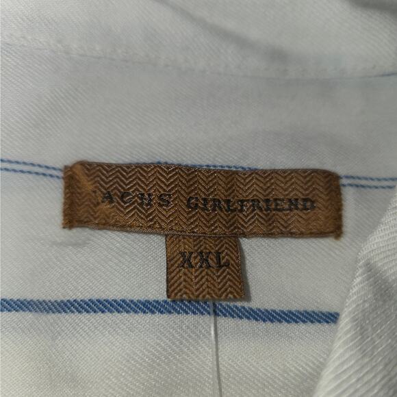 Jach's Girlfriend Womens XXL Button Up Shirt Striped White Blue Flowy Career NWT - Picture 2 of 10